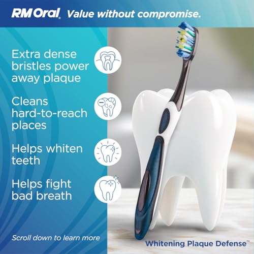 RM Oral Whitening Toothbrush - Medium Bristles, Superior Plaque Defense