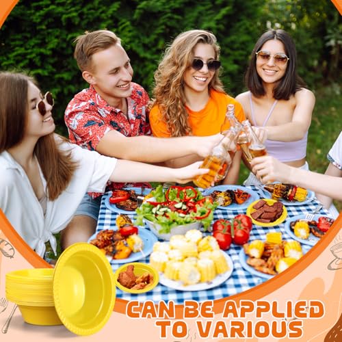 30 Pack 12 oz Yellow Disposable Plastic Bowls for Parties & Snacks