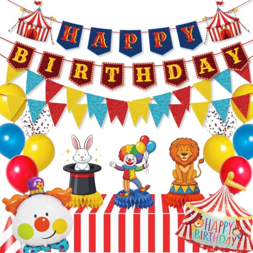 Carnival Birthday Party Decorations Set with Tablecloth & Balloons