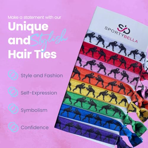 Sportybella No Crease Elastic Hair Ties – 8 Pack, Stretchable Ponytail Holders for Thick Hair