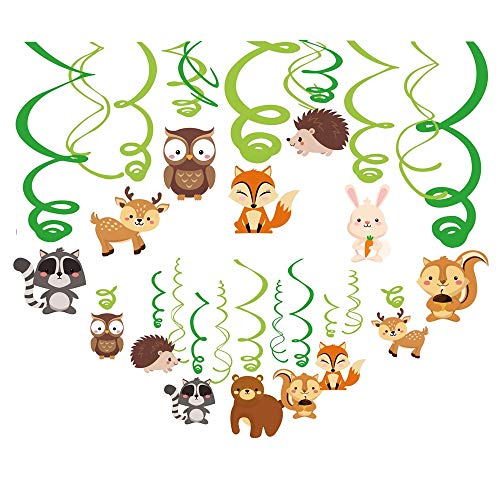 Woodland Animals Hanging Swirl Decorations - 30 Count Party Supplies