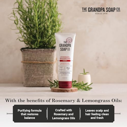 Grandpa's Rosemary & Lemongrass Purifying Shampoo - 8 Fl Oz, Vegan & Sulfate-Free
