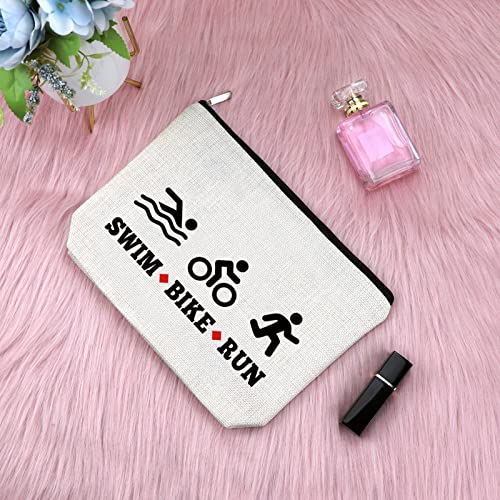 Sfodiary Triathlon Gift Makeup Bag - Women Athletes Swim Bike Run Organizer