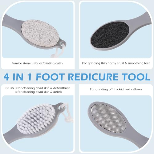 4-in-1 Foot Brush and Callus Remover Set - 2 Black Gray Foot Scrubbers by TaShow