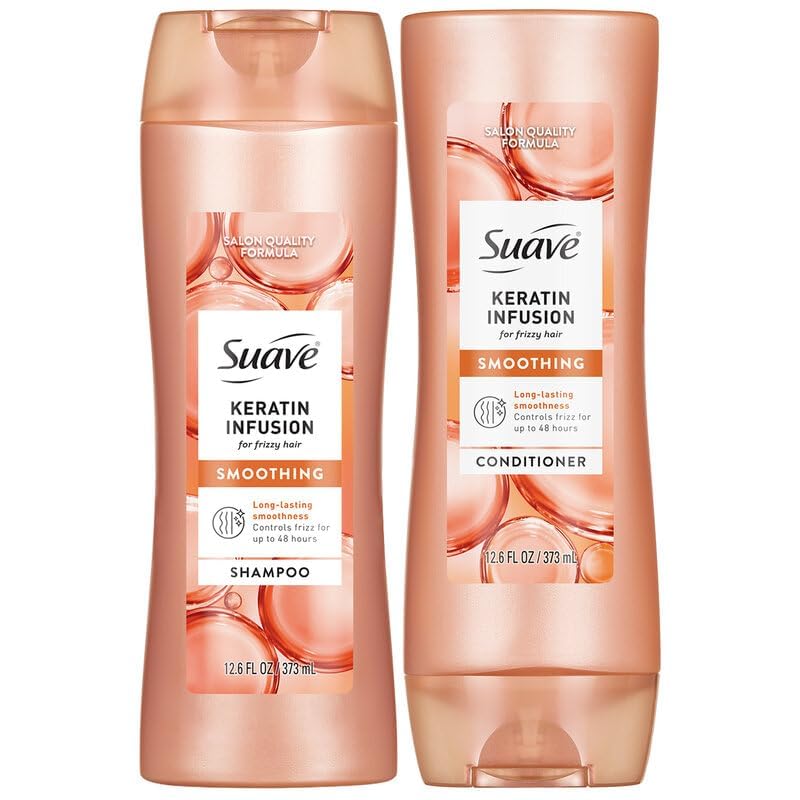 Suave Keratin Infusion Shampoo & Conditioner Set, 12.6 Oz (Pack of 2) - Anti-Frizz & Smoothing System