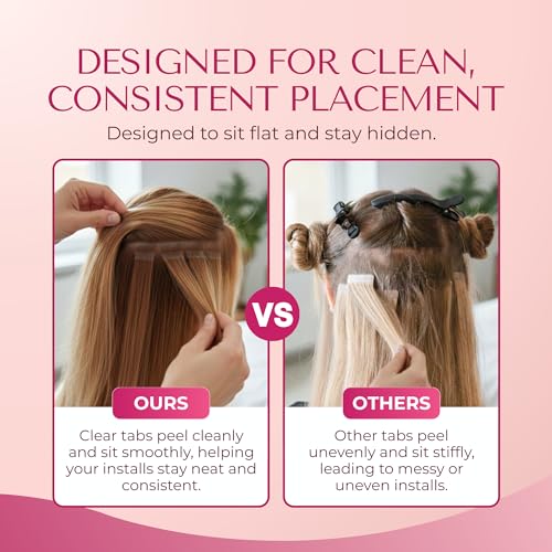Lumoria Hair Extension Tape - Pre-Cut Invisible Adhesive Strips for Tape-In Extensions, 144 Tabs