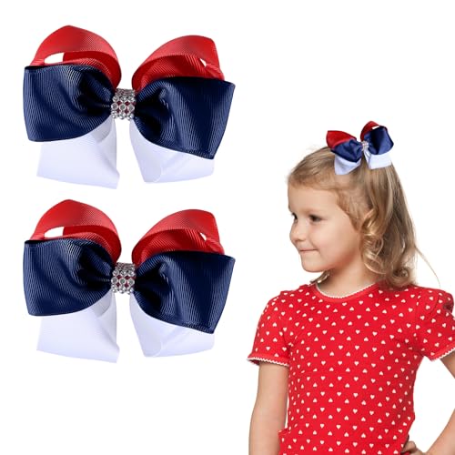 Patriotic 4th of July Hair Clips - Red, White & Navy Bows