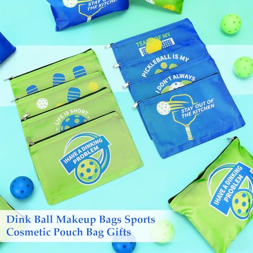 Pickleball Makeup Bags Set - 24 Bright Cosmetic Pouches in Blue Variation