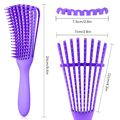 A.DASHER Detangling Hair Brush for Afro Textures - 4 pcs, Purple