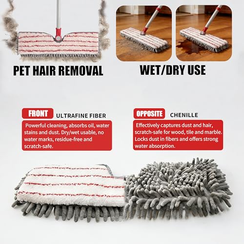 360° Rotating Microfiber Flat Mop with Washable Pads for All Floors