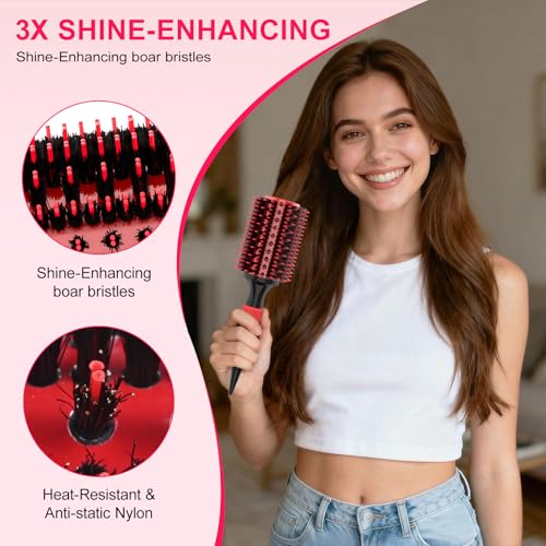 BBV 1.3 Inch Round Hair Brush - Boar Bristle for Volume & Shine