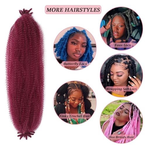SIXERSI Burgundy 24 Inch Afro Twist Hair Pack of 6 for Faux Locs & Braids