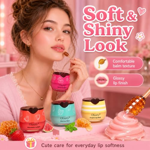 8-Piece Bee Lip Balm Set with Honey & Fruit Flavors - Hydrating Lip Masks