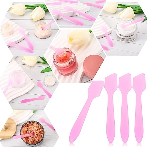 300 Pcs Disposable Pink Makeup Spatulas for Facial Masks and Skincare - Small Plastic Cosmetic Tools