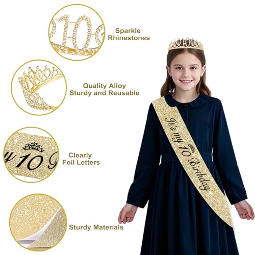 Champagne Gold 10th Birthday Decorations for Girls - 50pcs Set