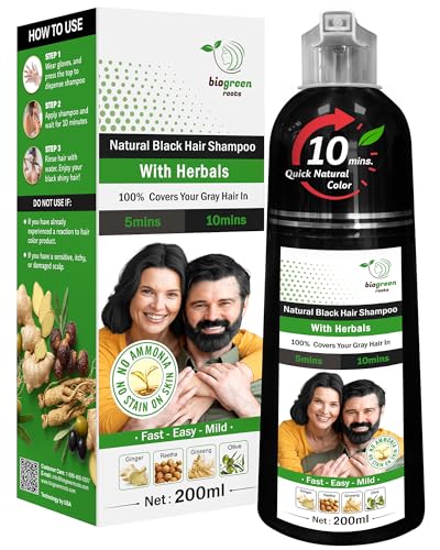 BIOGREEN ROOTS Herbal Hair Dye Shampoo - Natural Black 200ml