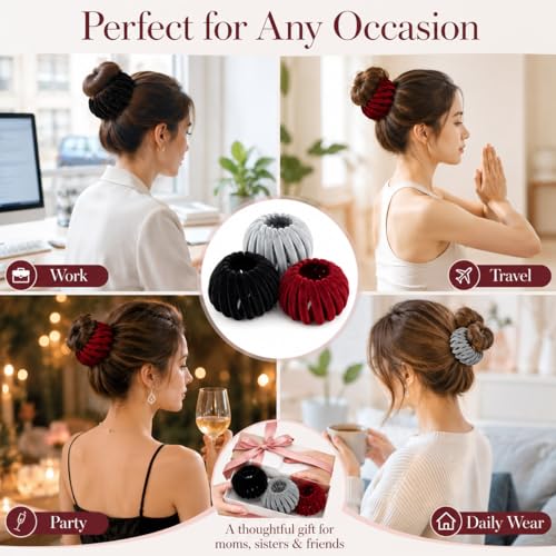 3PCS Expandable Hair Clips for Women - Flexible Ponytail Holders