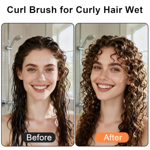 Matte Black Curl Defining Brush for Wet & Dry Hair - Detangling & Shaping Curls