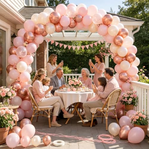 Rose Gold and Blush Pink Balloon Set for Parties - 50 Pack