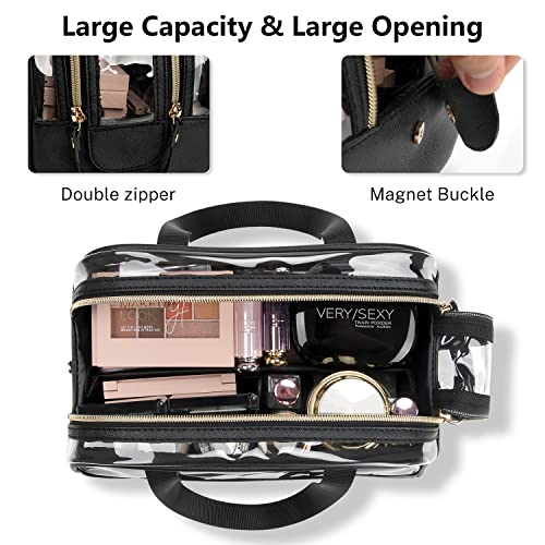 Ethereal Black Clear Makeup Bag Large TSA Approved Toiletry Organizer for Women