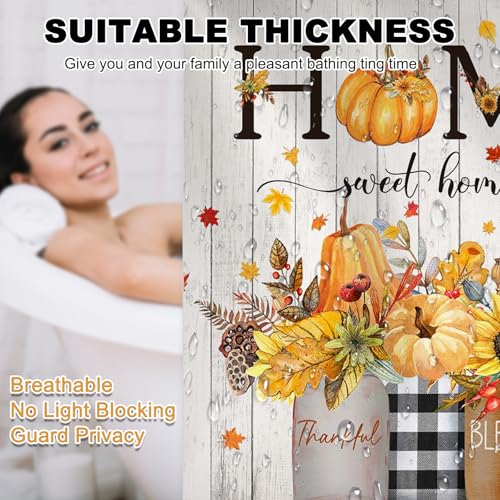 Mocsicka Fall Shower Curtain with Pumpkins & Leaves - 72x72