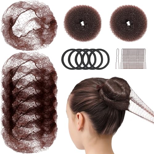 Teenitor Kids Bun Kit - 2 Donut Makers & 10 Invisible Hair Nets