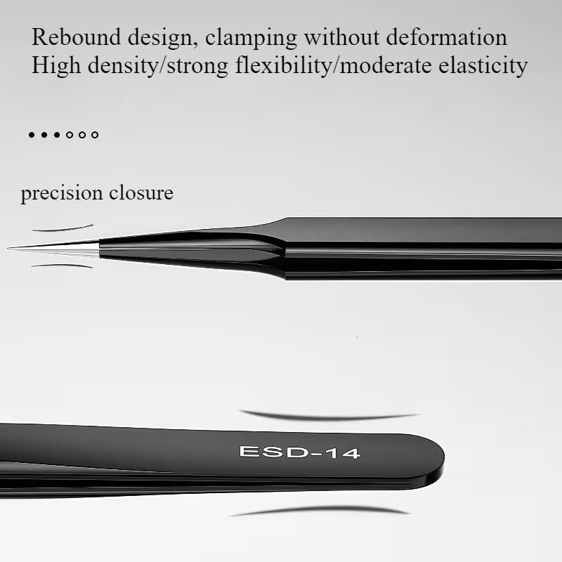 Precision Tweezers Set - 6-Piece Heavy-Duty Fine-Point Tweezers for Electronics Repair & Crafting | Pointed & Curved Tips