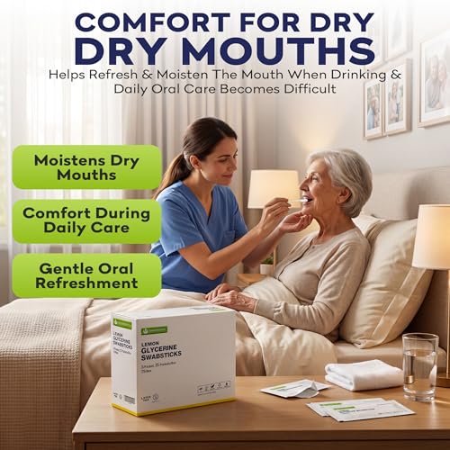 Lemon Glycerin Mouth Swabs for Seniors - 75 Disposable Oral Swabs