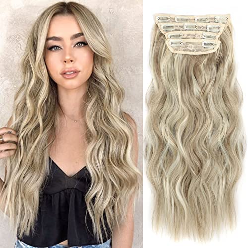 Perience 24-Inch Wavy Synthetic Clip-In Hair Extensions - Blonde Full Head