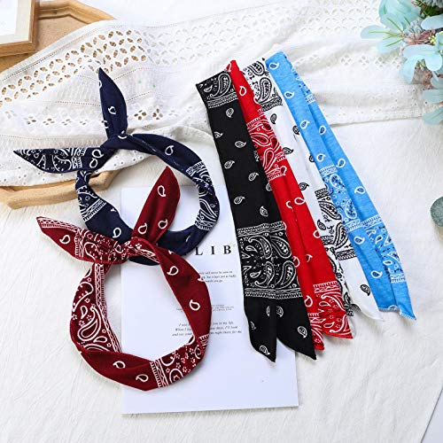 Oneye Paisley Twist Bow Wire Headbands for Women - Pack of 6, Sport & Fashion Hair Accessories