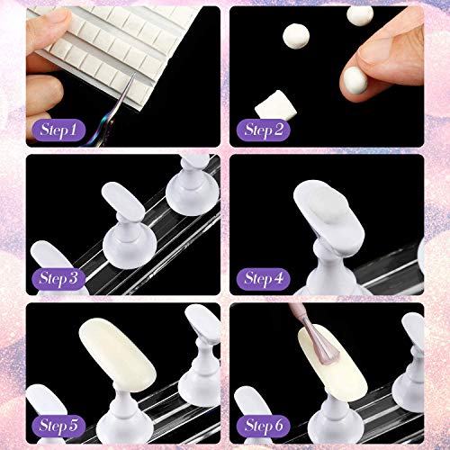 Blulu Acrylic Nail Stand Set with 96 Reusable Adhesive Putty
