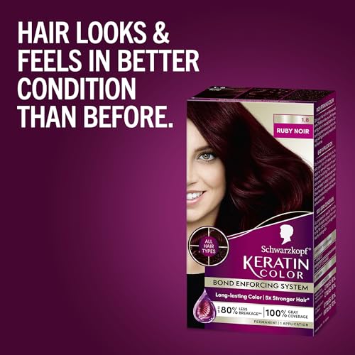 Schwarzkopf Keratin Color Ruby Noir Permanent Hair Dye - 100% Gray Coverage