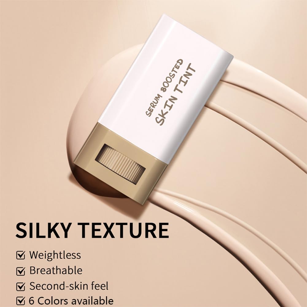 Foundation Stick Beauty Balm Serum Boosted Skin Tint, Solid Tinted Moisturizing Serum Contour Stick Foundation Face for Women, Hydrates, Buildable Medium-to-Full,Natural Finish Makeup (#06)