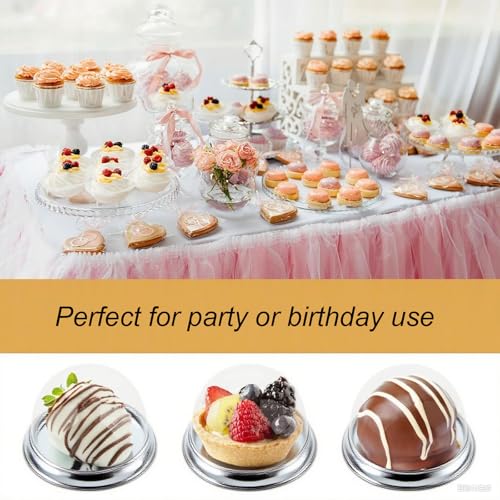 EchoDone 50 Set Clear Mini Cupcake Boxes - Silver Dome Containers
