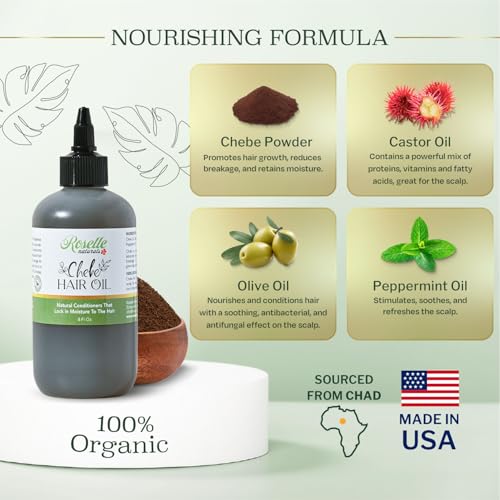 Roselle Naturals Chadian Hair Oil for Hair Growth - 8 Fl Oz