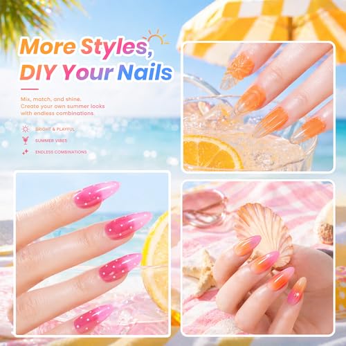 Beetles Sunstripe Neon Gel Nail Polish Set - 6 Vibrant Jelly Colors, 9ML