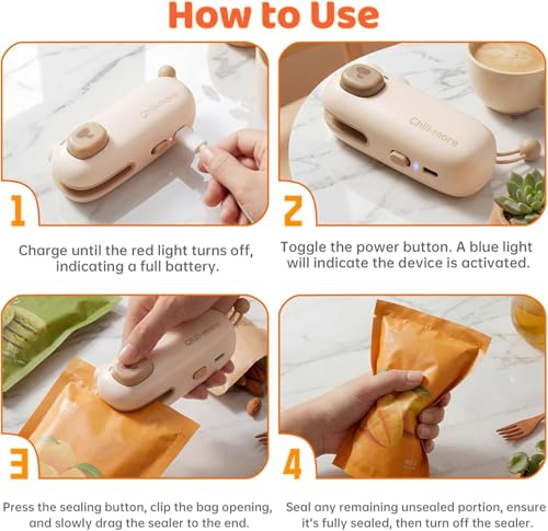 Mini Rechargeable Bag Sealer with Magnet for Food Freshness