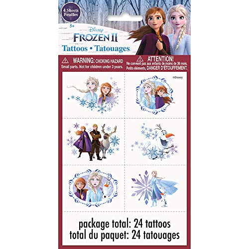 Disney Frozen 2 Tattoos Pack of 24 - Colorful & Easy to Apply