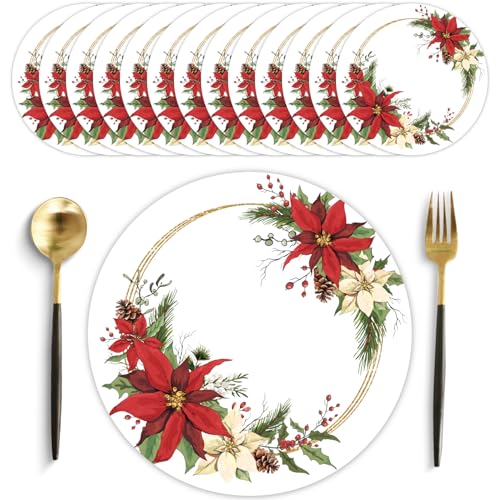 50 Pack Christmas Paper Placemats - 13.7 Inch Disposable Holiday Table Mats