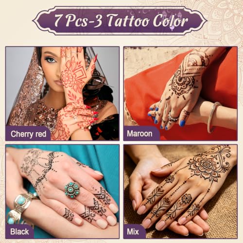 InkForge Temporary Tattoo Kit - 243 Stencils & 7 Color Cones