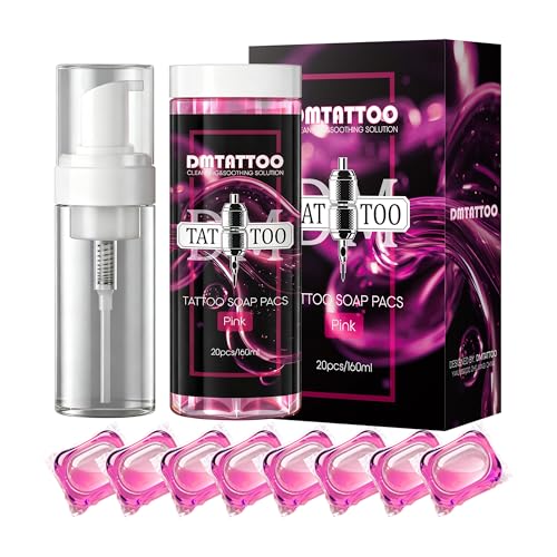Ultra Concentrated Pink Tattoo Soap Kit with Foaming Bottle - 20Pcs