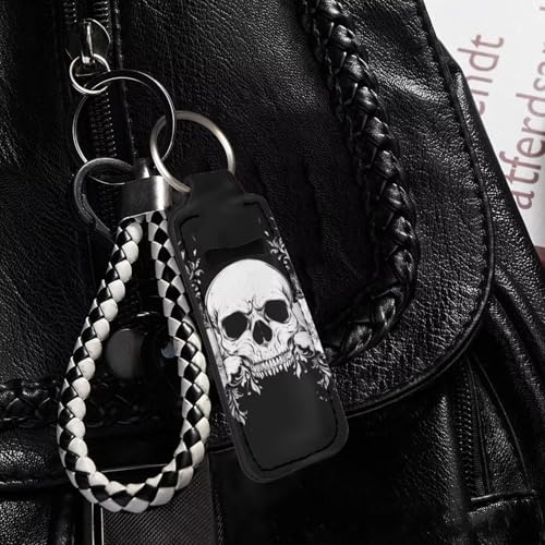Baxinh Skull Black Lip Balm Keychain Holder for Women, Lipstick & Chapstick