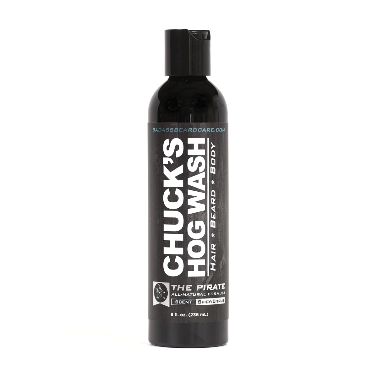 Chuck's Hog Wash - All Natural Beard and Body Wash - The Pirate Scent, 8oz - Leaves Your Beard Softer than its Ever Been and is Suitable for Daily Use
