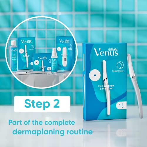 Gillette Venus Dermaplaning Tool, 2 Blade Refills, Exfoliating Face Razors for Women, Eyebrow and Facial Dermaplane Razor
