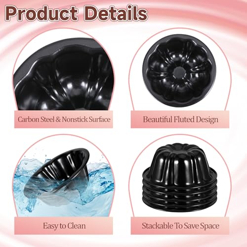 Vin Beauty 10Pcs Mini Fluted Tube Cake Pan Set - 4 Inch Nonstick