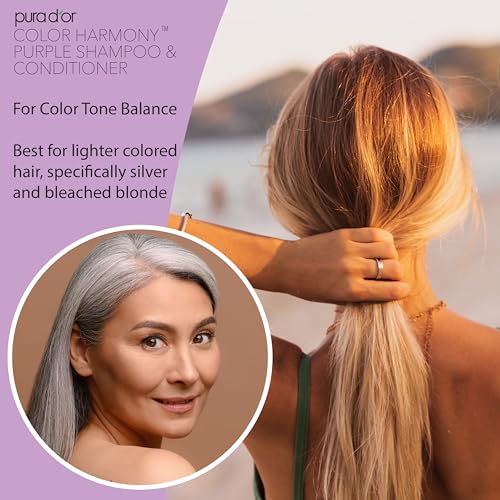 PURA D'OR ColorHarmony Purple Shampoo 16 Oz for Blonde & Color-Treated Hair