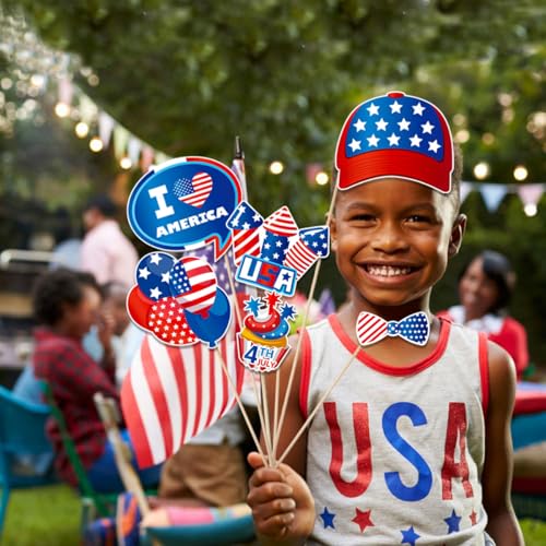4th of July Photo Booth Props - Independence Day Decorations (25CT)