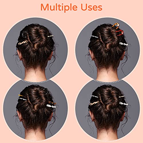 Syhood 6-Piece Tortoise & Leopard Pattern Hairpins Hair Forks for Women