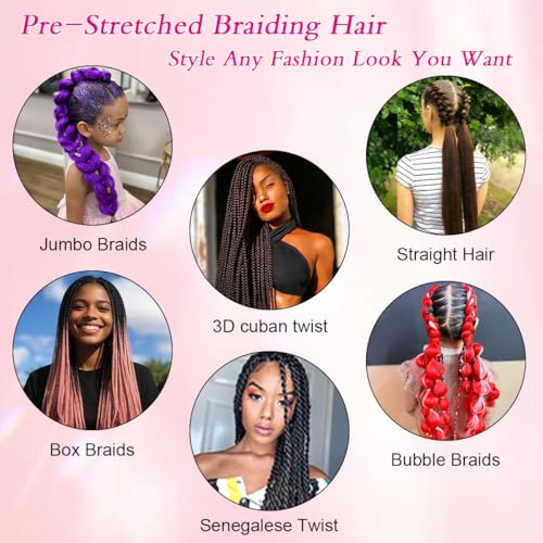 BEFUNNY 30 Inch Pre-Stretched Braiding Hair - 8 Packs Red Synthetic Yaki