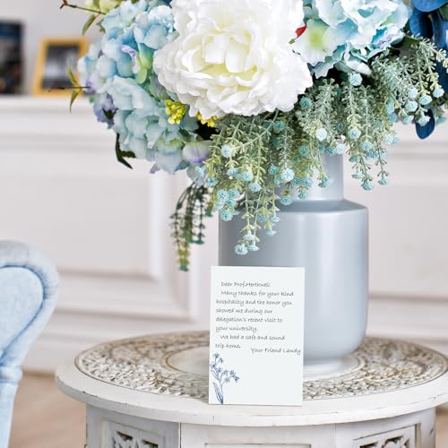 Spiareal 100 Pcs Floral Blank Note Cards - 4x6 Blue Stationery Set
